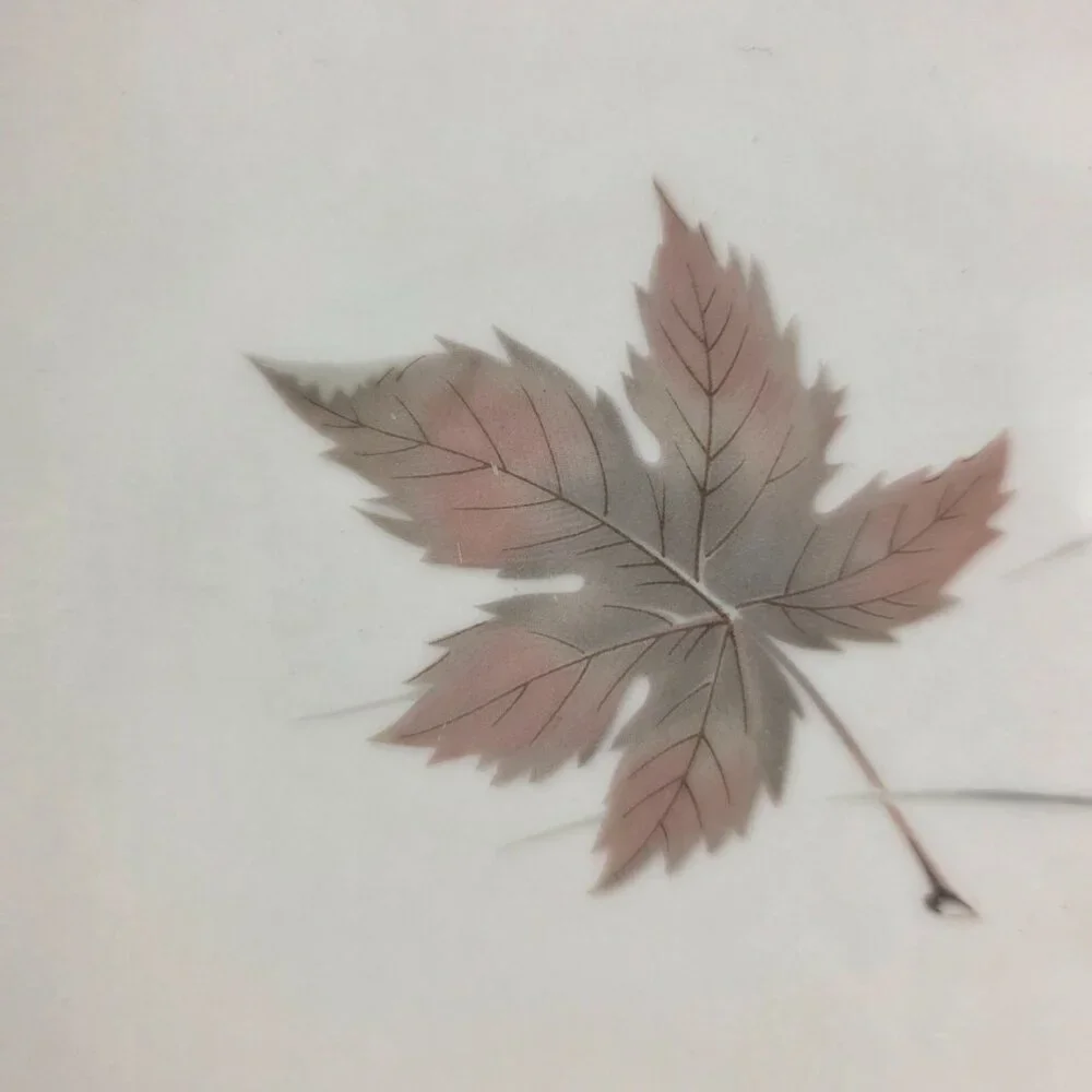 FOUR Royal Doulton Tumbling Leaves Salad Plates Gray & Pink Leaves